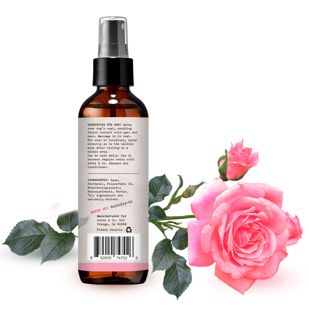 Natural Dog Deodorizing Spray English Rose Sofee & Co.